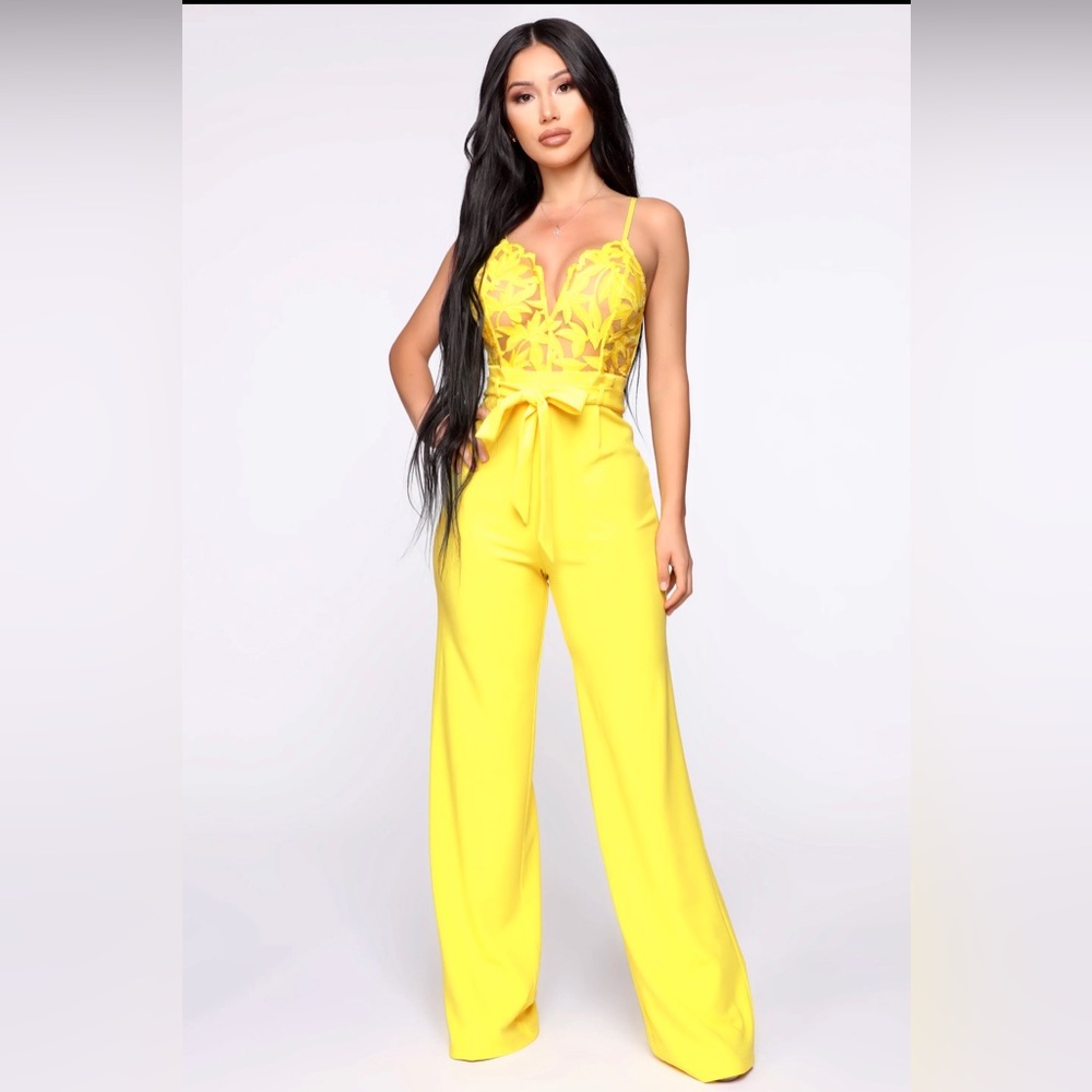 Yellow Lace Detail Jumpsuit